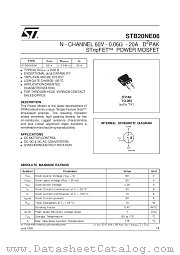 STB20NE06 datasheet pdf SGS Thomson Microelectronics