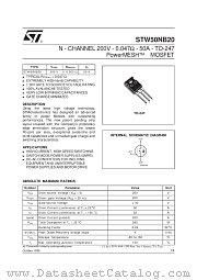 STW50NB20 datasheet pdf SGS Thomson Microelectronics