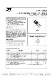 STW11NB80 datasheet pdf SGS Thomson Microelectronics