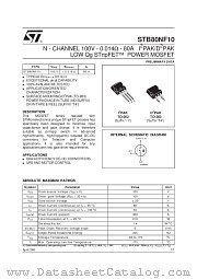 STB80NF10 datasheet pdf SGS Thomson Microelectronics