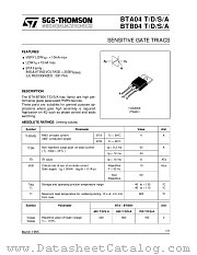 BTB04A datasheet pdf SGS Thomson Microelectronics