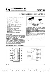74ACT138 datasheet pdf SGS Thomson Microelectronics