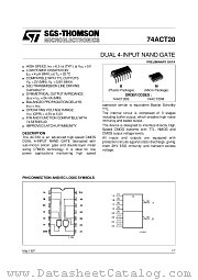74ACT20 datasheet pdf SGS Thomson Microelectronics