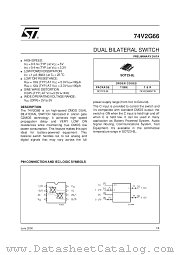 74V2G66 datasheet pdf SGS Thomson Microelectronics