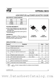 STPS20L15G datasheet pdf SGS Thomson Microelectronics