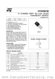 STW5NB100 datasheet pdf SGS Thomson Microelectronics