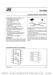 74LVQ02 datasheet pdf SGS Thomson Microelectronics