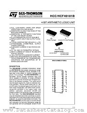 HCF40181B datasheet pdf SGS Thomson Microelectronics