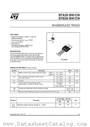 BTB20-600CW datasheet pdf SGS Thomson Microelectronics