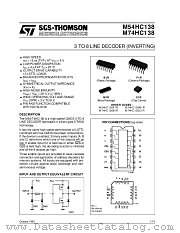 M74HC138 datasheet pdf SGS Thomson Microelectronics