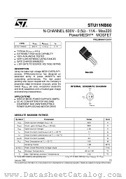 STU11NB60 datasheet pdf SGS Thomson Microelectronics