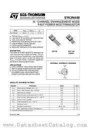 STK3NA50 datasheet pdf SGS Thomson Microelectronics