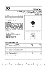 STS7NF30L datasheet pdf SGS Thomson Microelectronics
