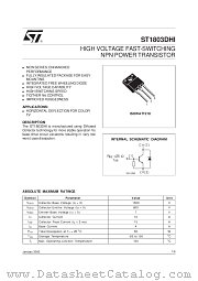 ST1803DHI datasheet pdf SGS Thomson Microelectronics