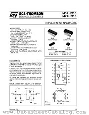 M74HC10 datasheet pdf SGS Thomson Microelectronics