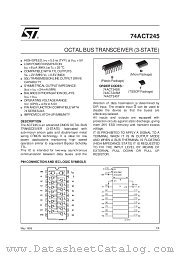 74ACT245 datasheet pdf SGS Thomson Microelectronics