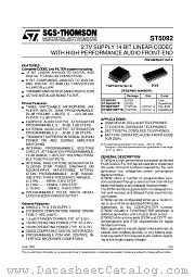 ST5092 datasheet pdf SGS Thomson Microelectronics