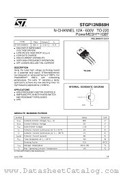 STGP12NB60H datasheet pdf SGS Thomson Microelectronics
