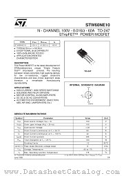 STW60NE10 datasheet pdf SGS Thomson Microelectronics