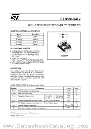 STTH20003TV datasheet pdf SGS Thomson Microelectronics