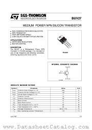BUV27 datasheet pdf SGS Thomson Microelectronics