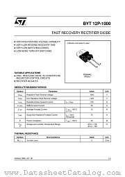BYT-12P-1000 datasheet pdf SGS Thomson Microelectronics