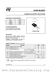 STPS10L60CF datasheet pdf SGS Thomson Microelectronics