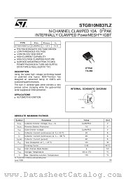 STGB10NB37LZ datasheet pdf SGS Thomson Microelectronics