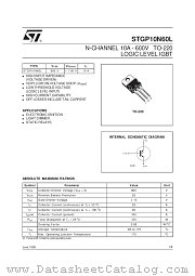 STGP10N60L datasheet pdf SGS Thomson Microelectronics