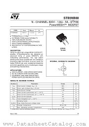 STB5NB80 datasheet pdf SGS Thomson Microelectronics