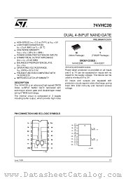 74VHC20 datasheet pdf SGS Thomson Microelectronics