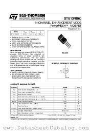 STU13NB60 datasheet pdf SGS Thomson Microelectronics