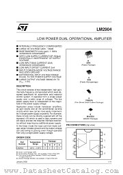LM2904ST datasheet pdf SGS Thomson Microelectronics