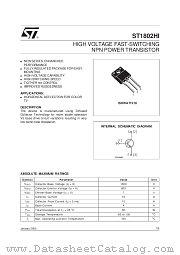 ST1802HI datasheet pdf SGS Thomson Microelectronics