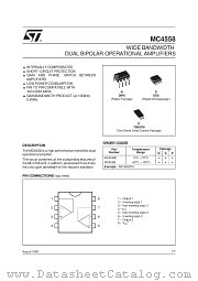 MC4558 datasheet pdf SGS Thomson Microelectronics