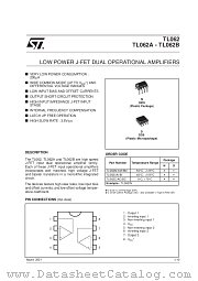 TL062CD datasheet pdf SGS Thomson Microelectronics