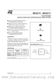 MC33171N datasheet pdf SGS Thomson Microelectronics