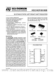 HCF40100BEY datasheet pdf SGS Thomson Microelectronics