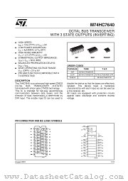 M74HC7640M1R datasheet pdf SGS Thomson Microelectronics