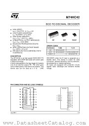 M74HC42M1R datasheet pdf SGS Thomson Microelectronics