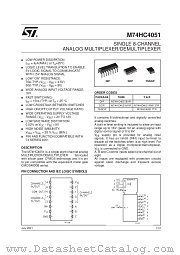 M74HC4051RM13TR datasheet pdf SGS Thomson Microelectronics