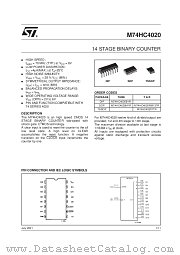 M74HC4020TTR datasheet pdf SGS Thomson Microelectronics