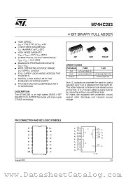 M74HC283B1R datasheet pdf SGS Thomson Microelectronics
