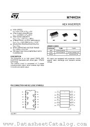 M74HC04TTR datasheet pdf SGS Thomson Microelectronics
