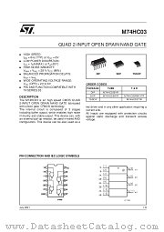 M74HC03RM13TR datasheet pdf SGS Thomson Microelectronics