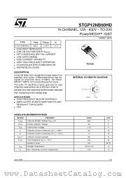 STGP12NB60HD datasheet pdf SGS Thomson Microelectronics
