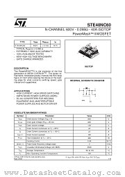STE40NC60 datasheet pdf SGS Thomson Microelectronics