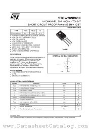 STGW20NB60K datasheet pdf SGS Thomson Microelectronics