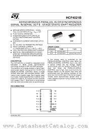 HCF4021M013TR datasheet pdf SGS Thomson Microelectronics