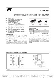 M74HC161TTR datasheet pdf SGS Thomson Microelectronics